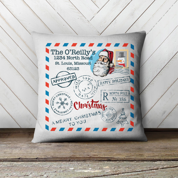 Holiday stamp return address personalized pillowcase pillow