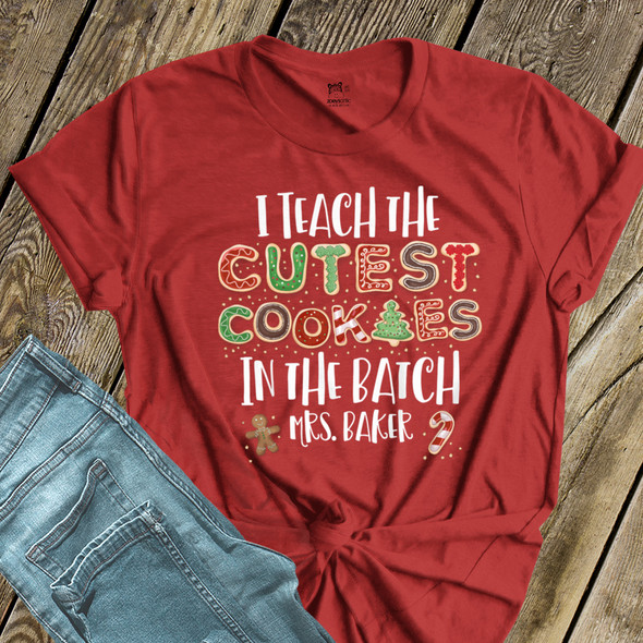 Christmas teacher cutest cookies in the batch personalized DARK Tshirt