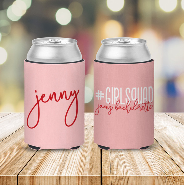 Bachelorette party #girlsquad personalized can coolie