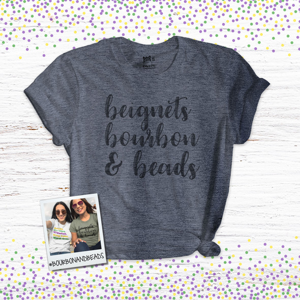 Mardi Gras beignets bourbon & beads DARK Tshirt