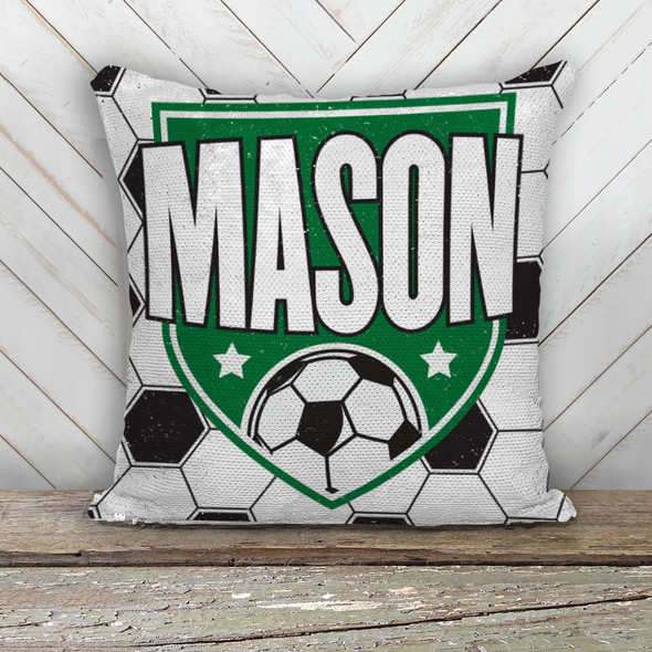 Soccer ball personalized decorative sequin pillowcase pillow