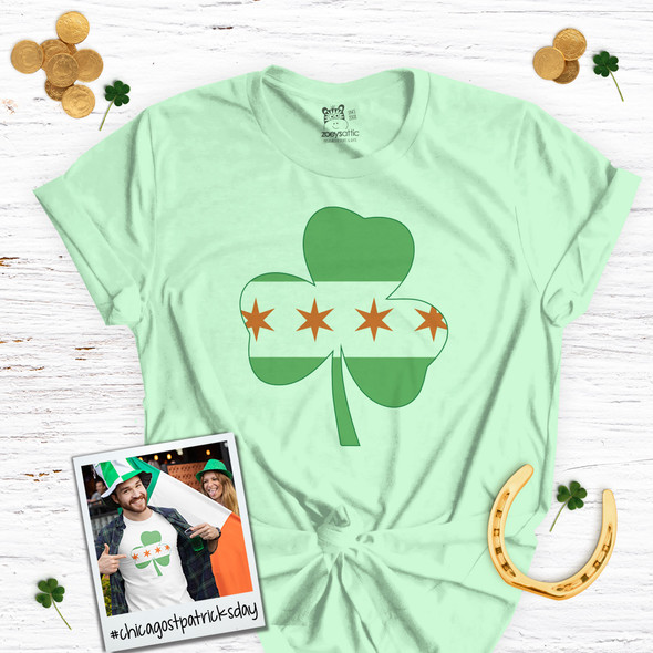 Irish Chicago flag shamrock adult unisex Tshirt