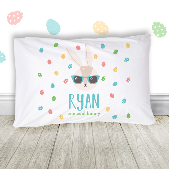 Easter one cool bunny boy personalized pillowcase / pillow