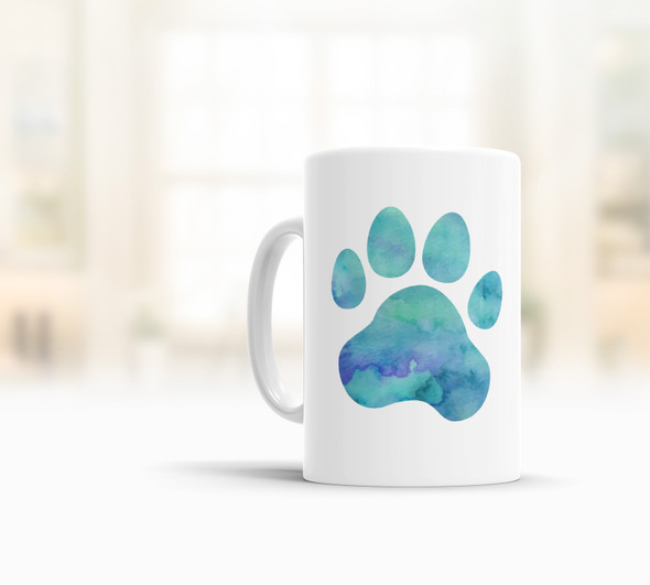Watercolor paw print tea coffee mug 