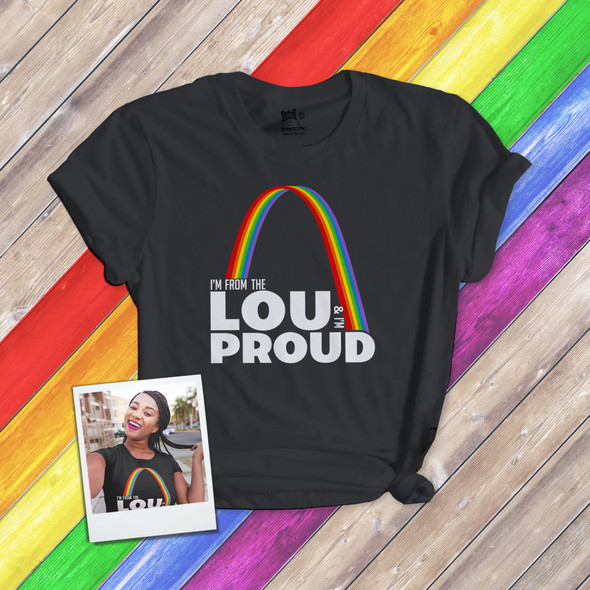 Rainbow arch from the lou & proud DARK shirt