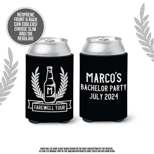 Bachelor party farewell tour personalized can coolies