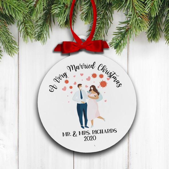 Christmas 2020 a very married christmas personalized holiday ornament 