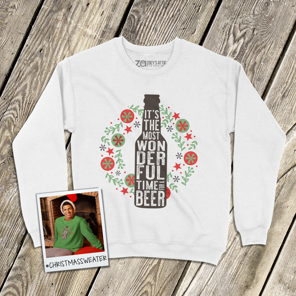 Christmas holiday it's the most wonderful time for a beer adult crew neck sweatshirt