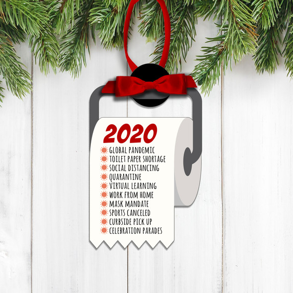 Funny 2020 global pandemic list toilet paper commemorative Christmas ornament