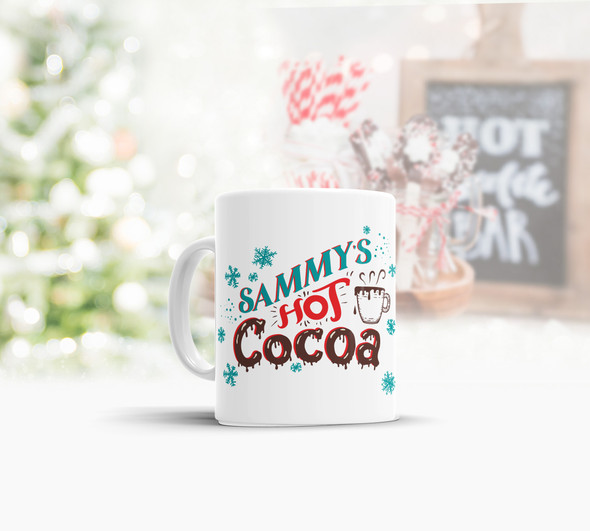 Snowflakes hot cocoa personalized mug