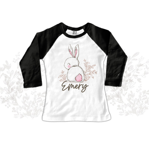Easter girl sweet bunny pink cottontail raglan shirt