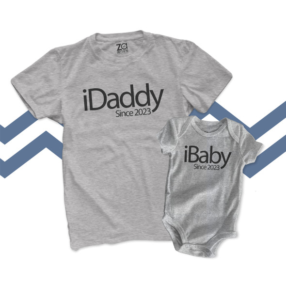 Techie iDaddy and iBaby (or iKid) matching dad and kiddo t-shirt or bodysuit custom gift set 