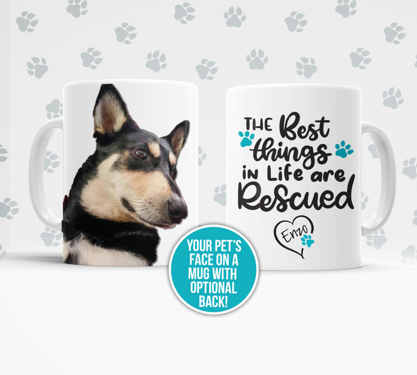 Pet photo cat rescued pet personalized tea coffee mug 