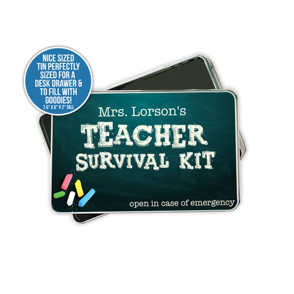 Teacher survival kit personalized tin box gift