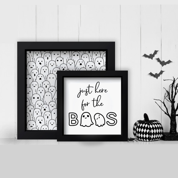 Halloween just here for the boos and ghost design layering frames for multi display canvas signs