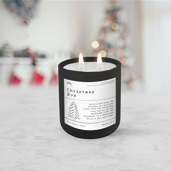 Christmas Eve soy blend wax candle in jet black matte jar