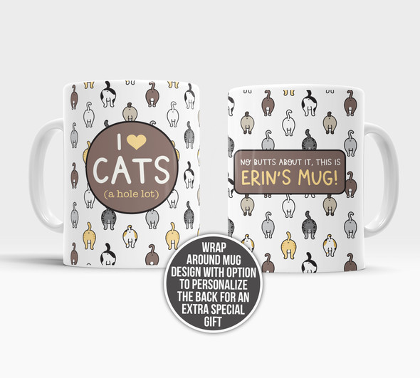 Funny I heart cats (a hole lot) coffee mug 