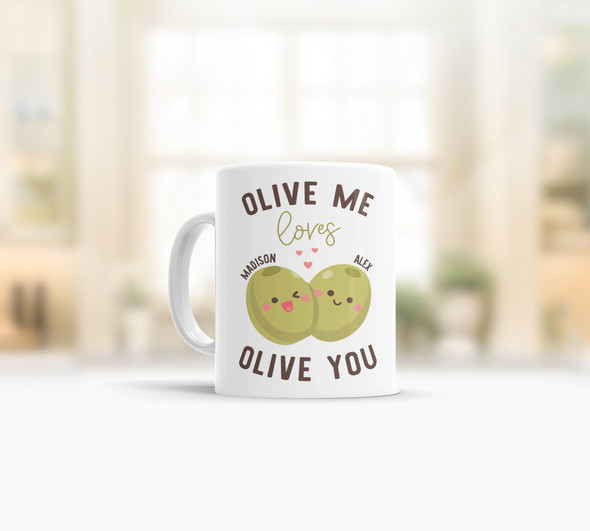 Funny olive me loves olive you valentine coffee mug 