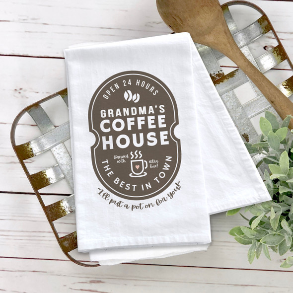 Grandma's Coffee House best in town tea towel