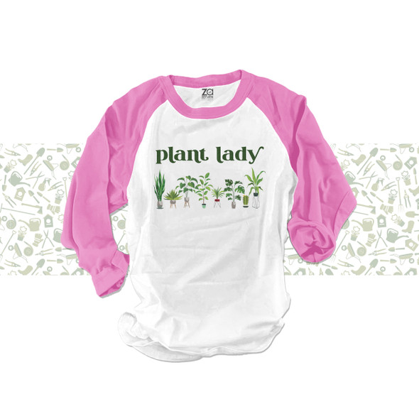 Plant lady potted plants adult raglan shirt