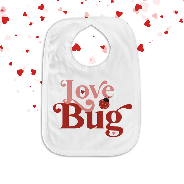 Valentine's day love bug baby bib with personalization option