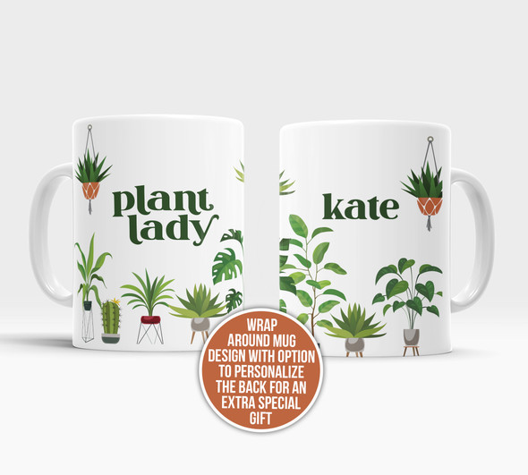 Plant lady potted plants gardening coffee mug with personalization option