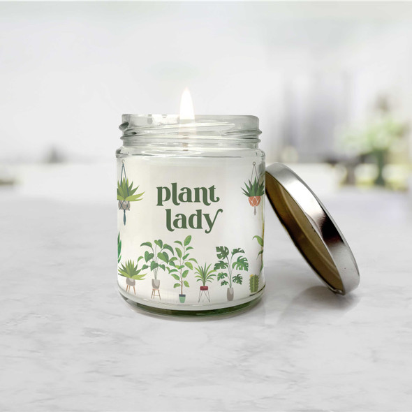 Plant lady potted plants soy blend wax candle