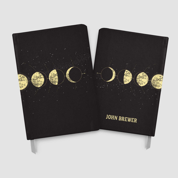 Lunar moon phase faux leather journal notebook with personalization option