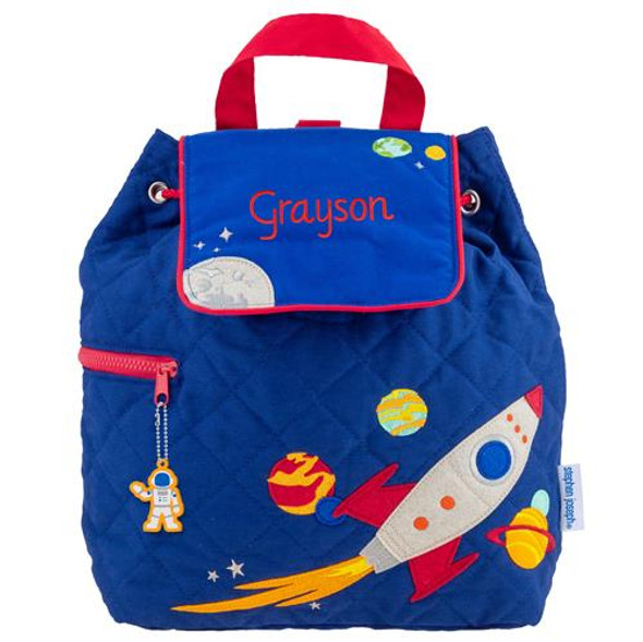 Space QUILTED backpack by Stephen Joseph with personalized embroidery option