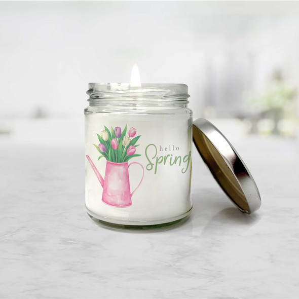 hello Spring tulips soy blend wax candle