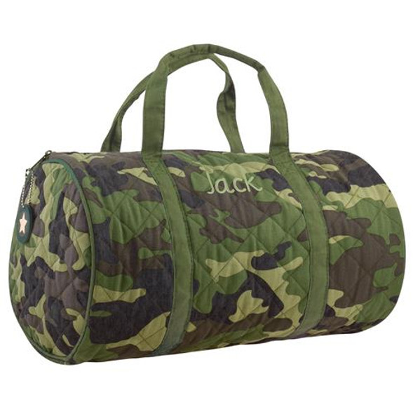 Camo green QUILTED duffle by Stephen Joseph with personalized embroidery option