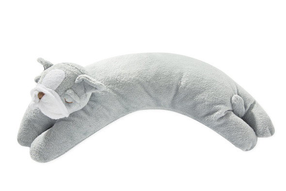Grey Bulldog Curved Pillow by Angel Dear