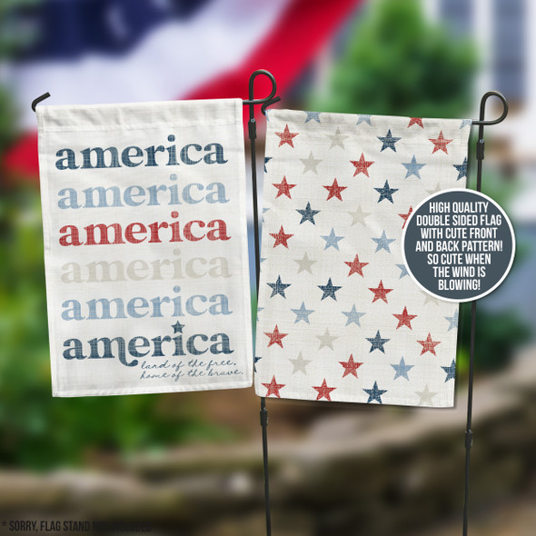 America Fourth of July patriotic front and back print garden house flag