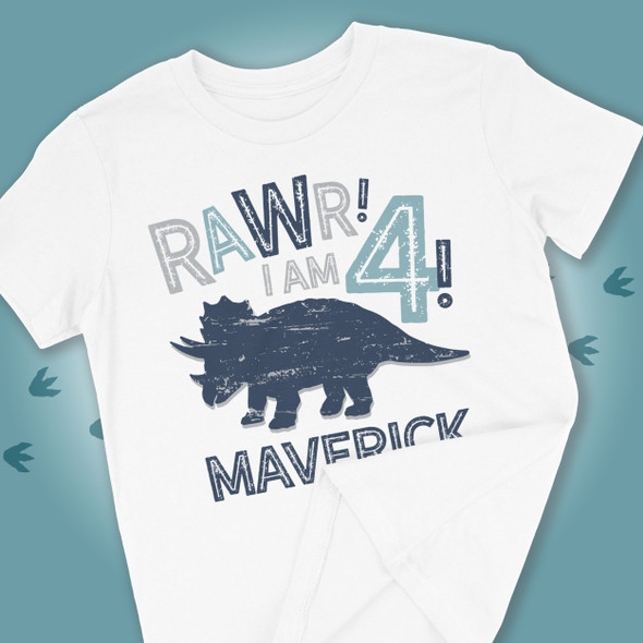 Triceratops dinosaur rawr any age birthday Tshirt