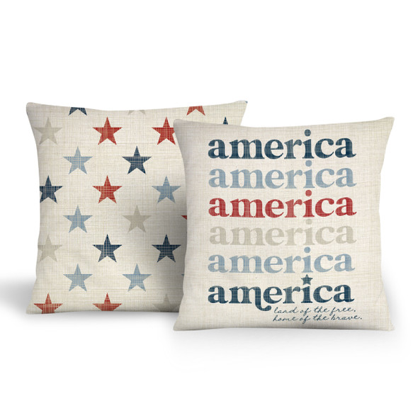 July 4th america stars patriotic set of two pillow covers with insert option