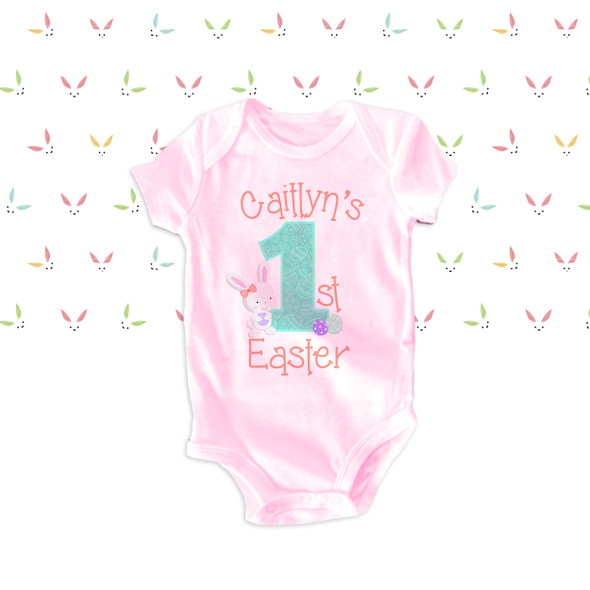 Girl 1st Easter personalized bodysuit or tshirt