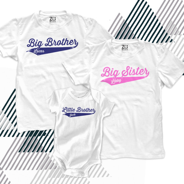 Custom Sibling Shirt Sets For Three - Sister Brother Shirts