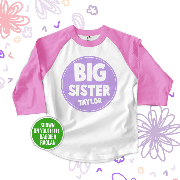 Big sister simple circle raglan shirt