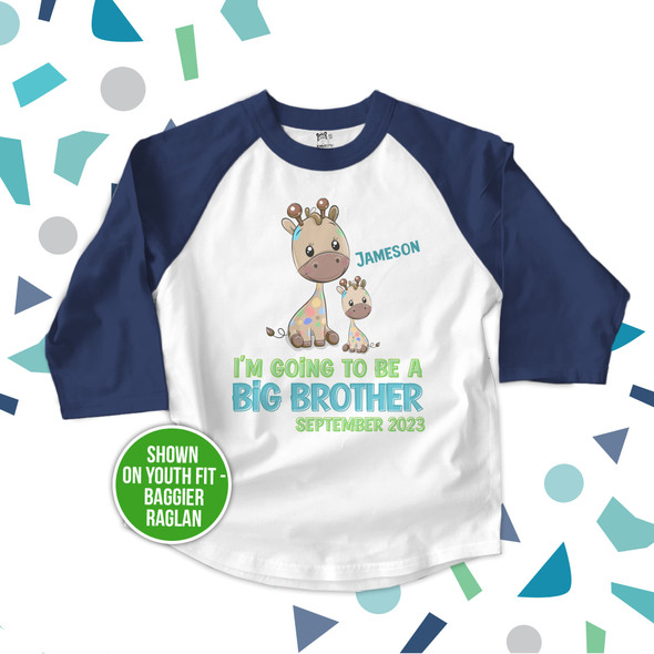 Big brother to be giraffe pregnancy announcement raglan shirt