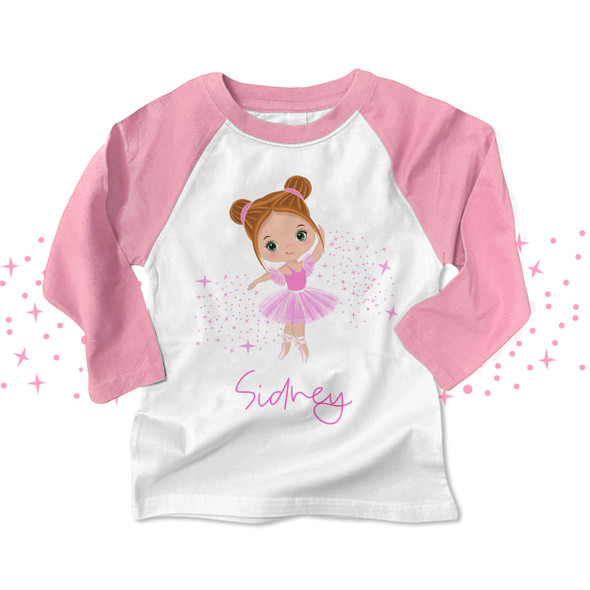 Ballerina dance personalized raglan shirt