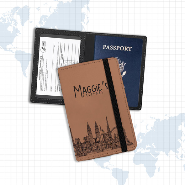 Famous landmarks personalized passport and vaccine document holder