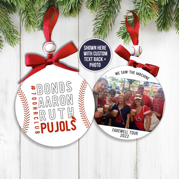 Pujols 700 homerun club commemorative ornament with optional custom back text and/or photo