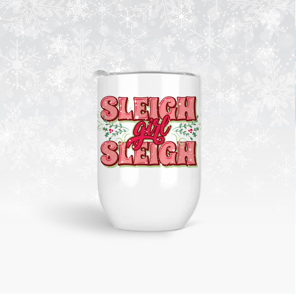 Christmas sleigh girl sleigh funny stainless steel wine tumbler 