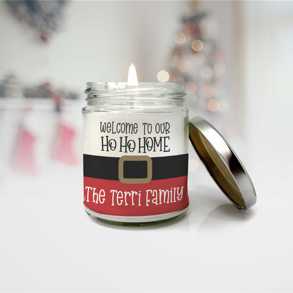 Christmas welcome to our ho ho home santa soy blend wax candle