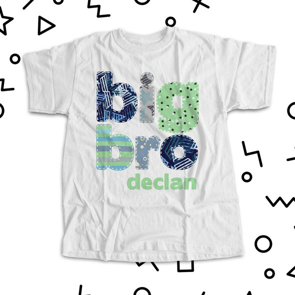 Big brother shirt colorful stitched look pattern Tshirt