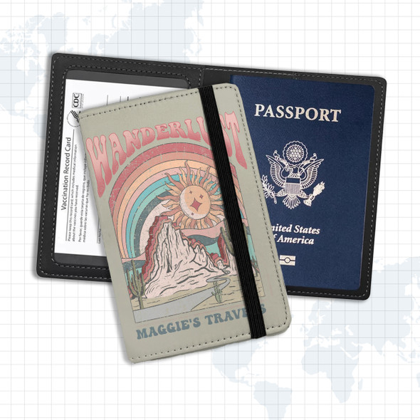 Passport and vaccine wanderlust travel personalized document holder