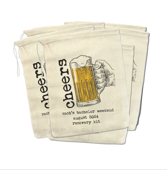 Bachelor party hangover recovery kit cheers beer party favor bag with content option