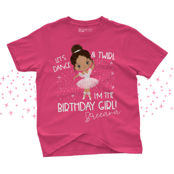 Birthday ballerina girl personalized DARK Tshirt