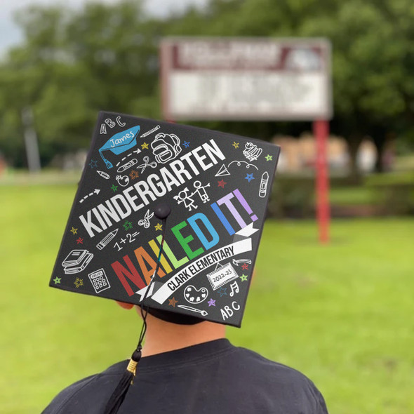 Nailed It kindergarten or any grade personalized vinyl youth graduation cap