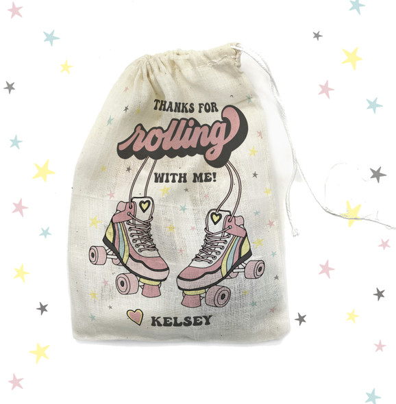 Birthday party thanks for rolling with me personalized party favor bag